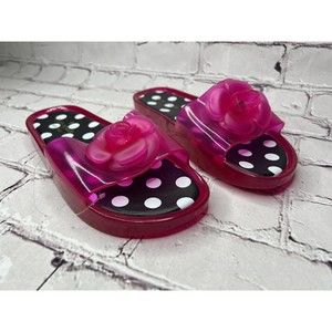 Kate Spade Jelly Slippers Pink Black & White Polka Dot Innersoles Size 9 NEW